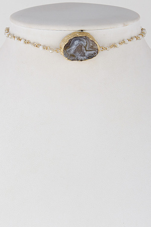 Antique Stone Emblem Elegant Choker Necklace 7BAB2